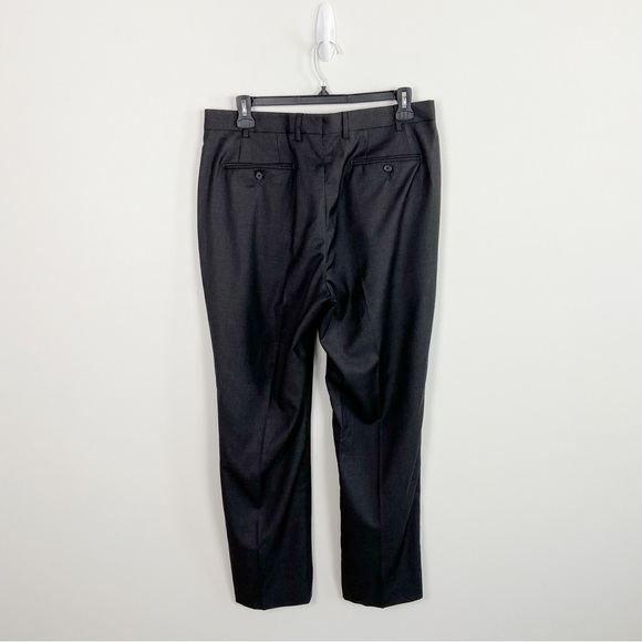 Santorelli Roma Flat Front Wool Dress Pants in Charcoal - Picture 6 of 13